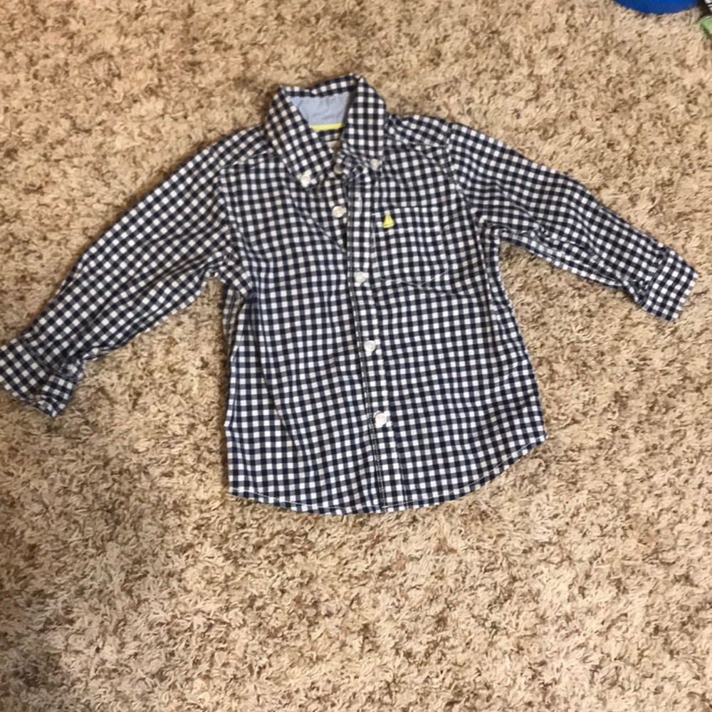 Carters navy checkered button down